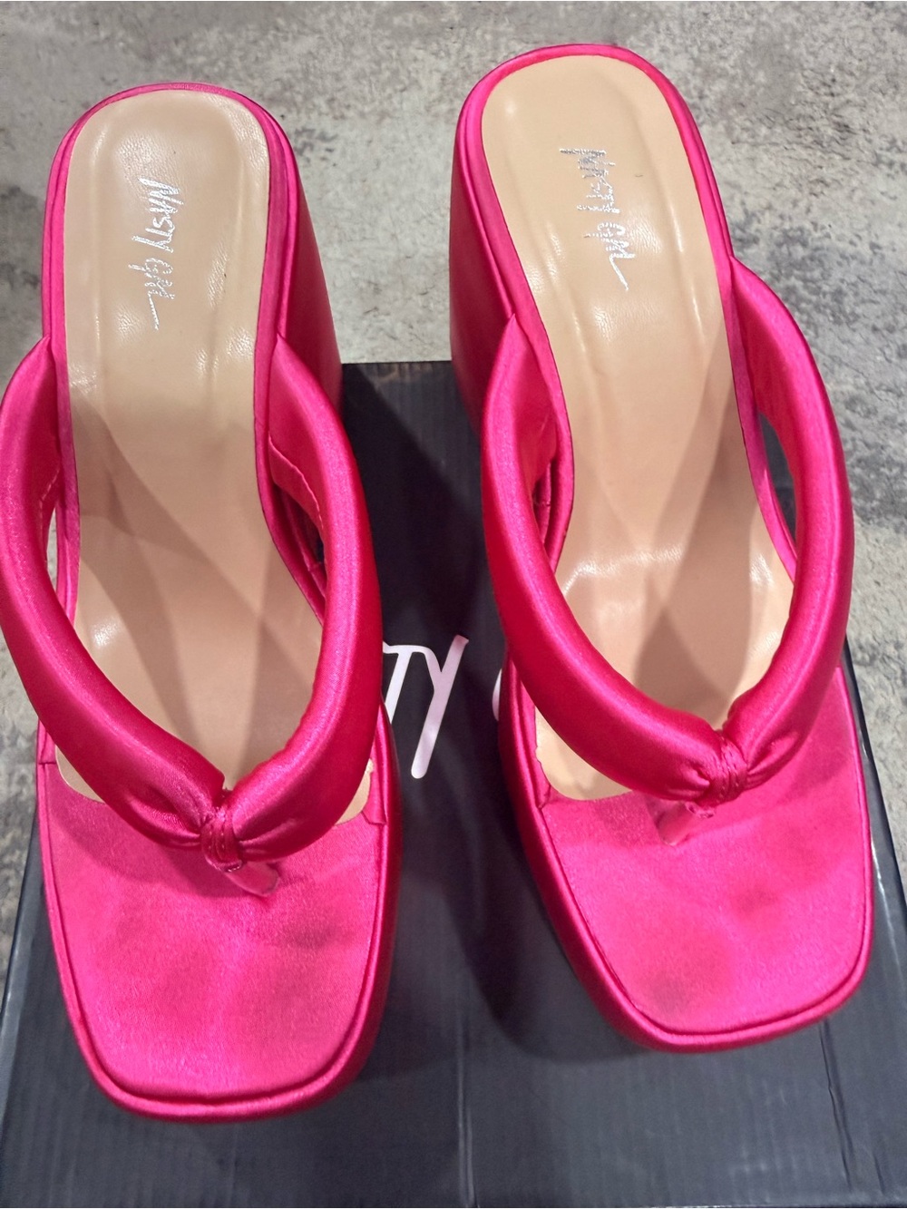 Nasty Gal Hot Pink Satin Knot Mules